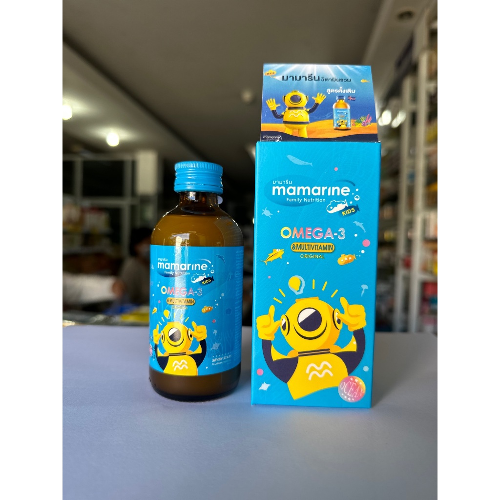 Mamarine Kids original Omega-3 + L-glutamine ขวดสีฟ้า