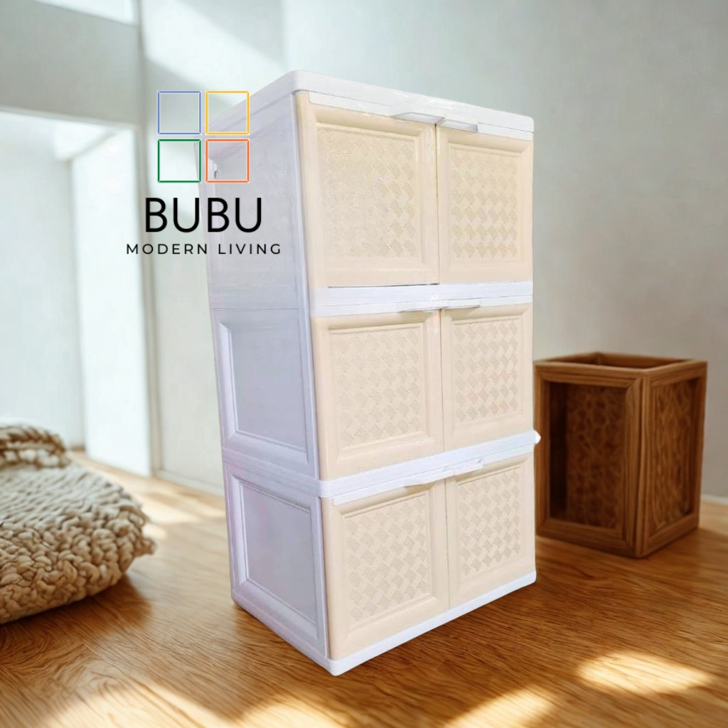 ตู้พลาสติกน็อคดาวน์ Color Vid ลายหวาย 3ชั้น/4 ชั้น – สไตล์ญี่ปุ่น ZEN | บานสวิง มือจับบน | แข็งแรง กันน้ำ กันปลวก