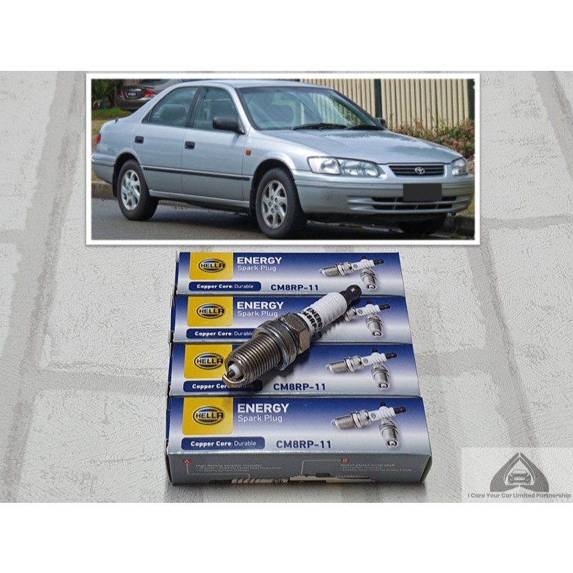 หัวเทียน Toyota Camry ACV20 ( 1998 - 2002 ) ขั้วนิคเกิ้ล ชุด 4 หัว : Hella CM8RP-11