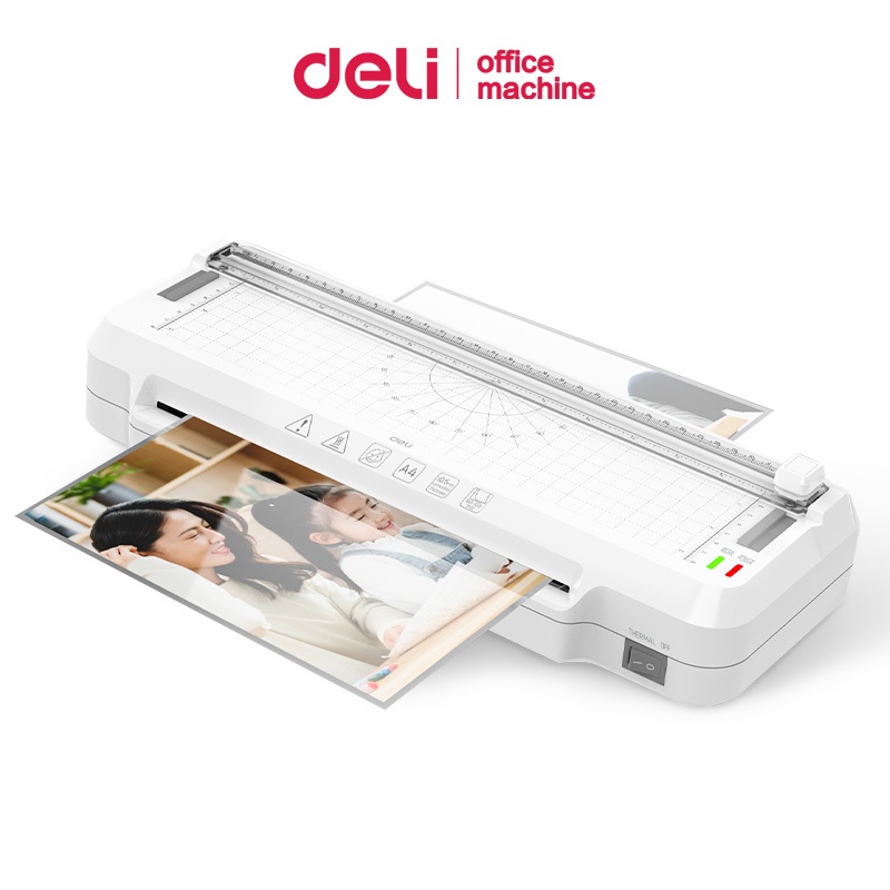 [ฟรีที่ตัดมุม] Deli เครื่องเคลือบ A4 เครื่องเคลือบกระดาษ 2in1 แท่นตัดกระดาษ 300mm/min laminator