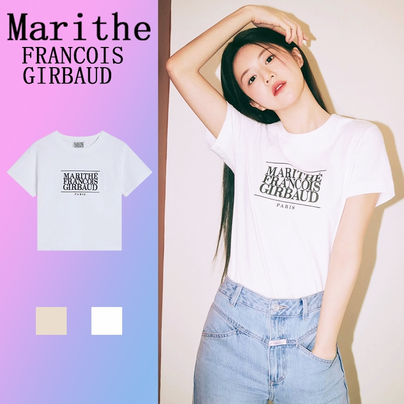 Marithe FRANCOIS GIRBAUD W CLASSIC LOGO ผู้หญิง เสื้อยืด เสื้อเกาหลี เสื้อครอป ดูผอมลง เสื้อแฟชั้น ระบายอากาศดี