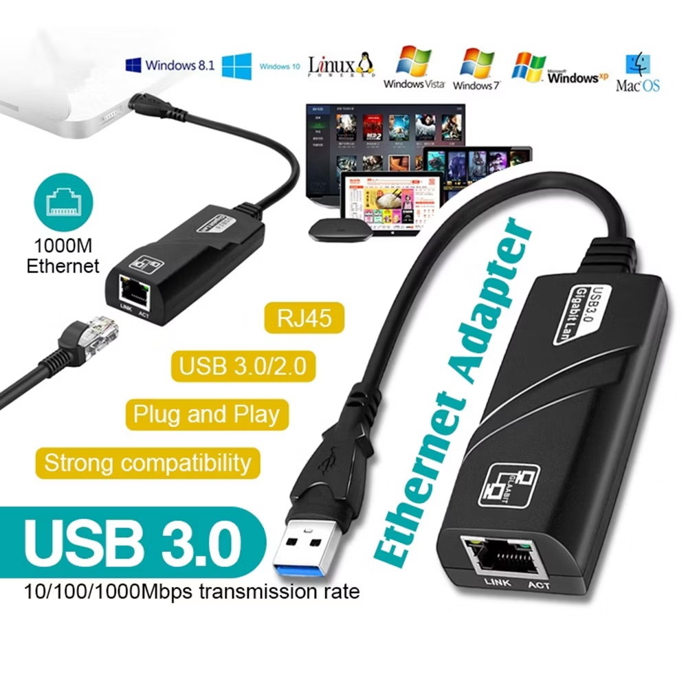 Adaptador Ethernet 1000mbps USB 3.0 ประเภท C สําหรับเพชร RJ45 MacBook PC Windows XP 7 8 10 Android Lan อินเทอร์เน็ต Cab