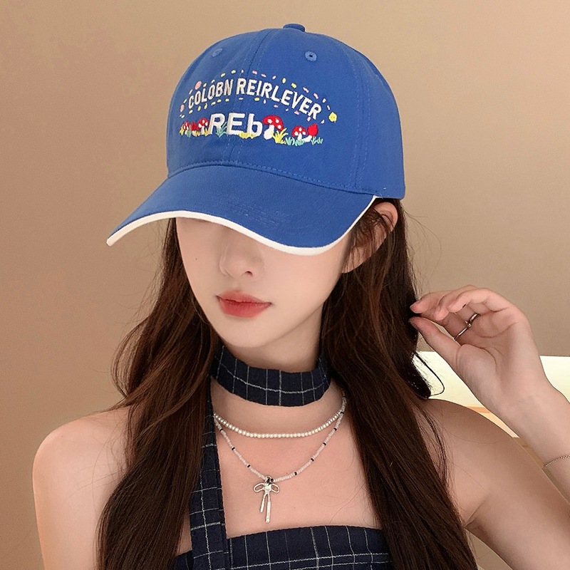 หมวกเบสบอล แบบนิ่ม ปักเห็ด สไตล์เกาหลี 6 สี - รูปที่ 7