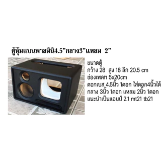 ตู้แบนพาสมินิ4.5นิ้ว กลาง3นิ้วแหลม2นิ้ว/แถมอคิลิคหน้า/ตู้เปล่าหุ้มหนังดำหน้าดำ หรือทักแชตเลือกสีได้