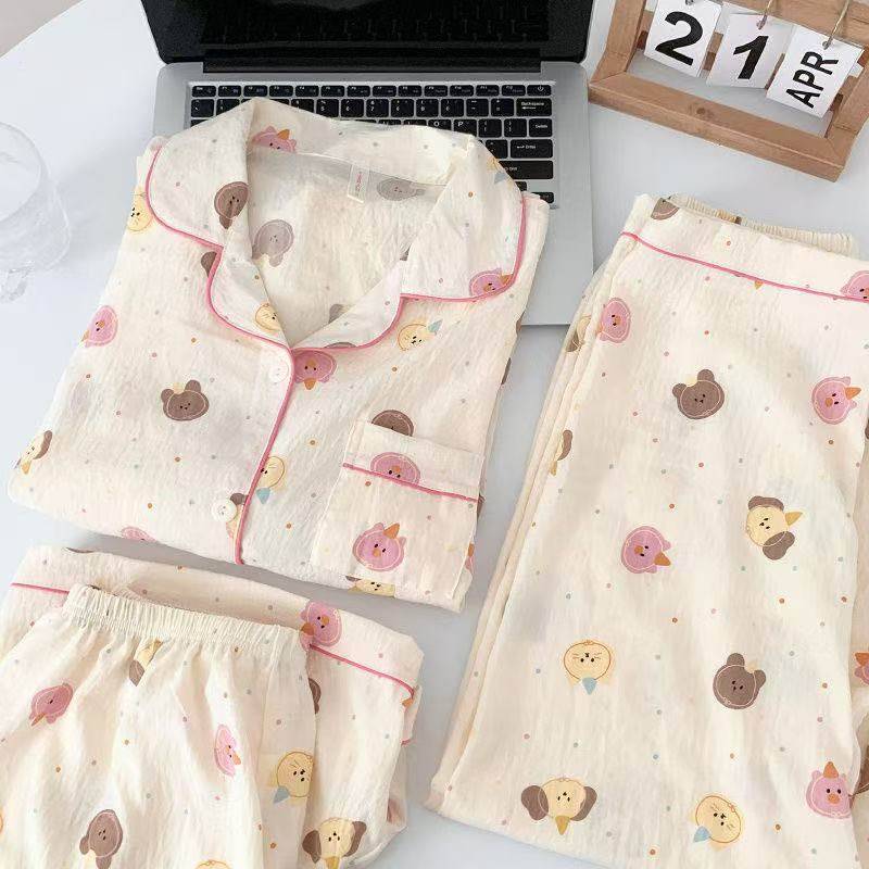 AAF-3S ชุดนอนเซ็ต 3 ชิ้น เสื้อ+กางเกง มีฟองน้ำในตัว ไม่ต้องใส่เสื้อใน ชุดนอนผู้หญิง ผ้าไหมญี่ปุ่น สินค้าพร้อมส่ง ราคา ถูกที่สุด ดีลบีเคเค แกลเลอรีภาพที่ 3