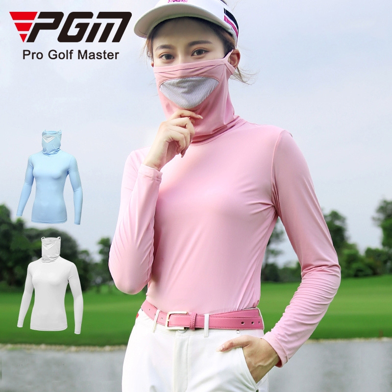 [11GOLF] เสื้อกอล์ฟแขนยาว กัน UV มีปลอกคอคลุมหน้า PGM YF142 Women Golf Long Sleeves Shirt