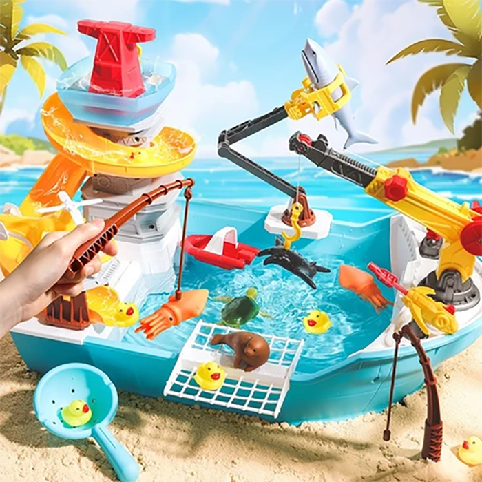 ของเล่นเรือตกปลาแสนสุข ของเล่นตกปลาและน้ำสำหรับเด็ก เล่นชายหาดฤดูร้อนและของเล่นชุดปลา ของขวัญวันเกิด - รูปที่ 2