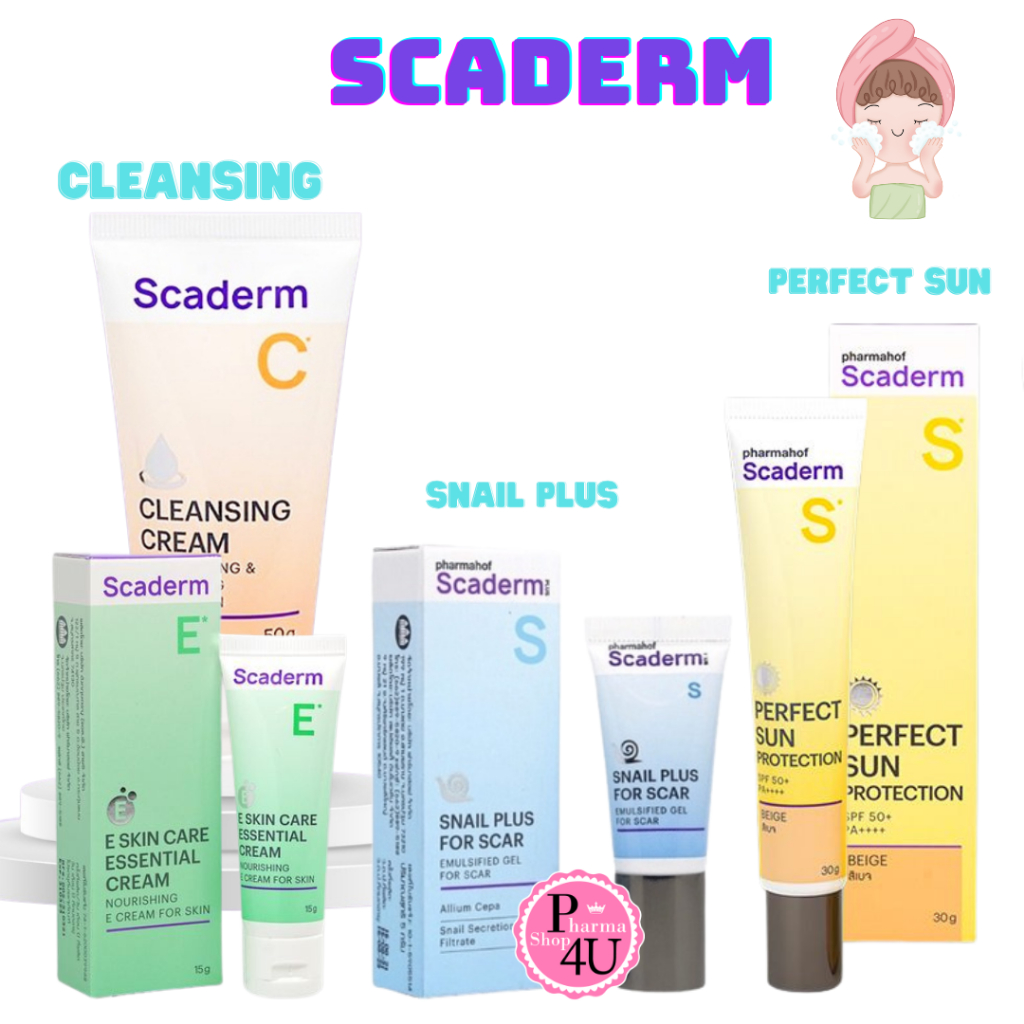 รวมรุ่น SCADERM Scaderm Plus Snail & Acne Spot / Cleansing Cream /FASCICARE Perfect Sun#L1