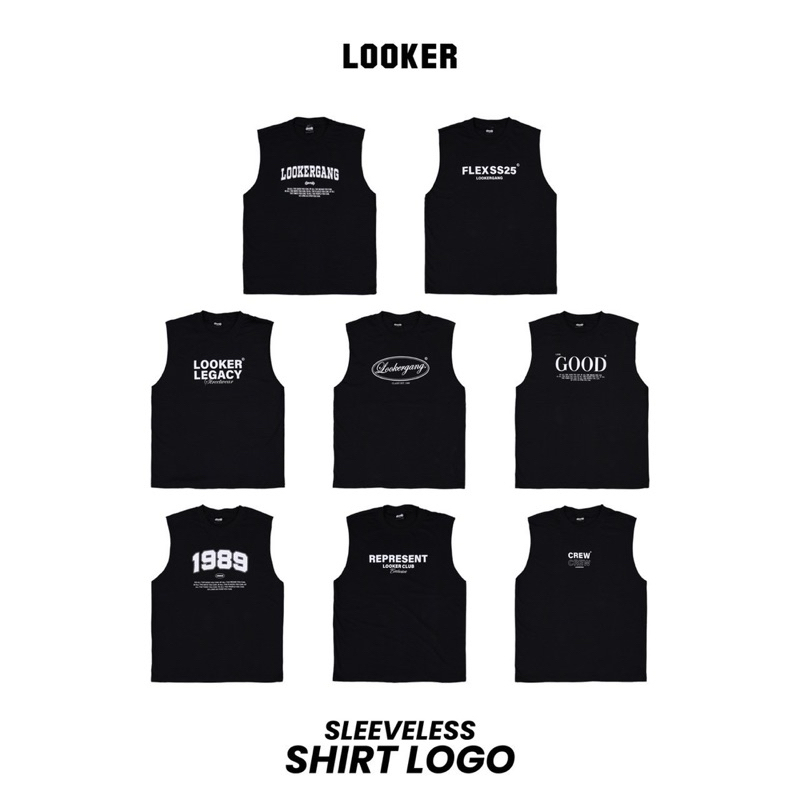 LOOKER - เสื้อแขนกุดสีดำสกรีน Logo