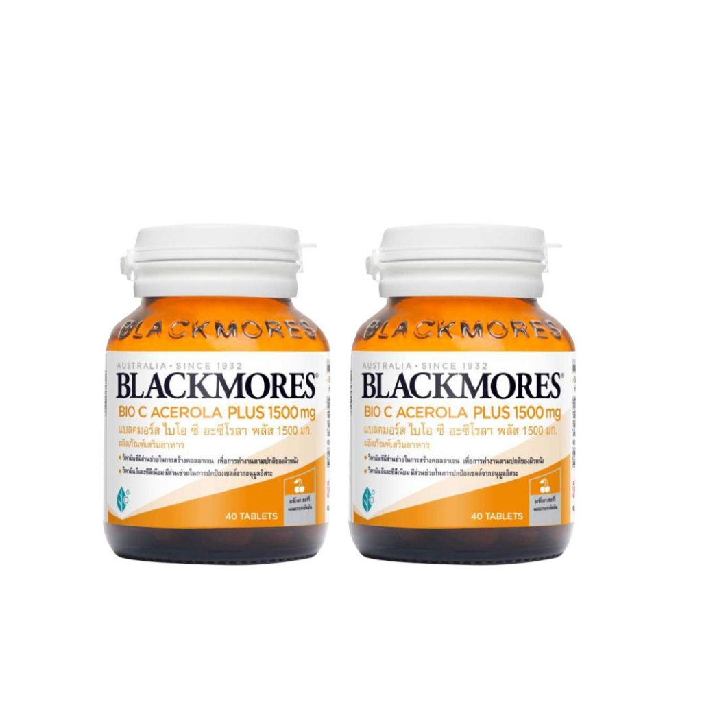 แพ็คคู่BLACKMORES Bio C Acerola Plus 1500mg. 40 Tablets แบลคมอร์ส ไบโอ ซี