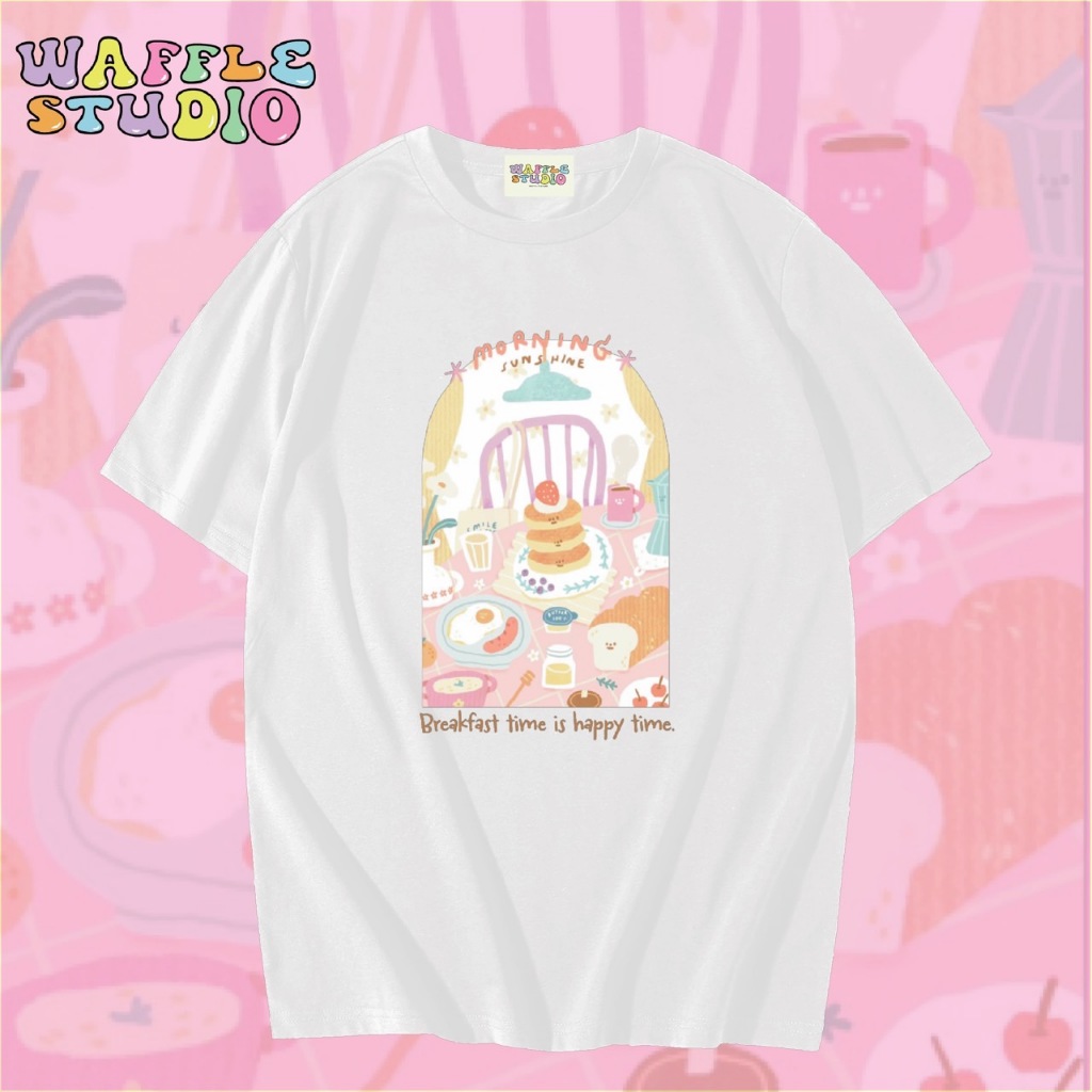 [ ส่งฟรี 🔥 ] WS0060 เสื้อยืดโอเวอร์ไซส์ เสื้อยืดเกาหลี ผ้าคอตตอน100% เสื้อยืด WAFFLE STUDIO