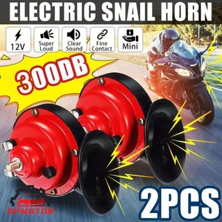 แตรหอยโข่ง เสียงรถเบนซ์ 1คู่ 300DB 12V แตรรถไฟหอยทากไฟฟ้าสากล สีแดง
