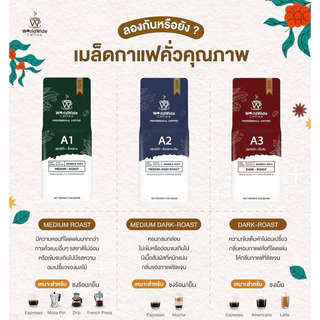 เมล็ดกาแฟดอยช้าง เมล็ดกาแฟอราบิก้า ARABICA100% สูตรคั่วกลาง A1 ให้ความหอมนุ่มเป็นพิเศษ ขนาด 250 g.