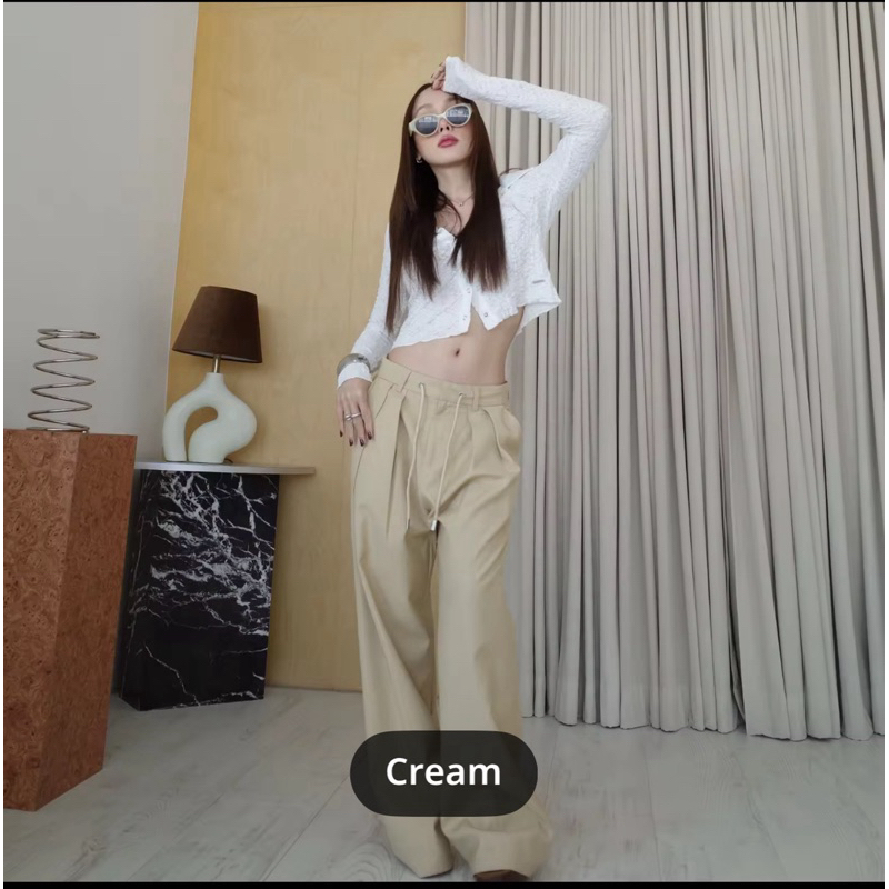 ส่งต่อ loonnystore - Josh pants กางเกงขายาวสีครีม เก๋สุดๆ (size m)