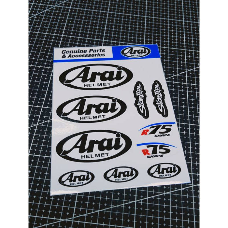 สติ๊กเกอร์Arai ชุด10ชิ้นติดหมวกกันน๊อก