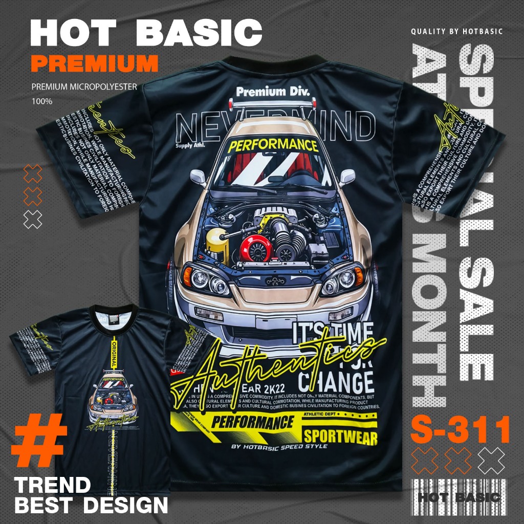 Hot Basic เสื้อยืดรถซิ่ง PERFORMANCE | สตรีทแฟชั่น | พิมพ์ลายเต็มตัว | ผ้าไมโครโพลี [S311]