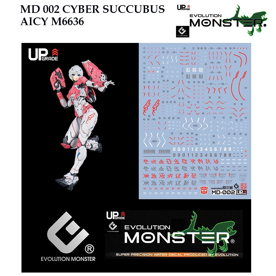 ดีคอลน้ำ [MONSTER] MD002 CYBER SUCCUBUS AICY M6636 WATER SLIDE DECAL FLUORESCENT MD 002 GIRL