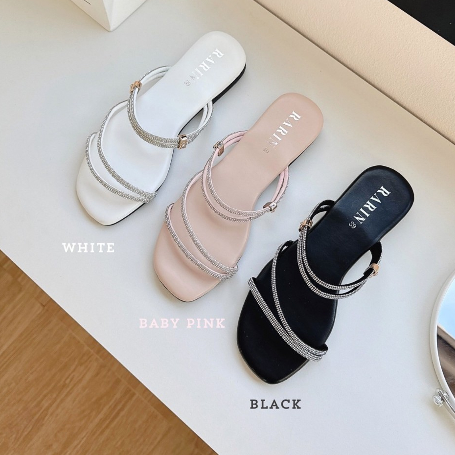 rarin [ JAYDA ] 36 - 41 รองเท้าแตะพื้นนุ่ม สายเพชร ใส่ได้ 2 แบบ