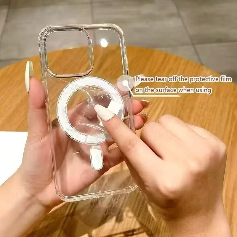 เคสแม่เหล็กใส สำหรับ iPhone 11 Pro Max i7 i8 se2 se3 7plus 8plus X XS XR Xmax 7+ 8+ชาร์จไร้สาย TPU ใส กันกระแทก - รูปที่ 6