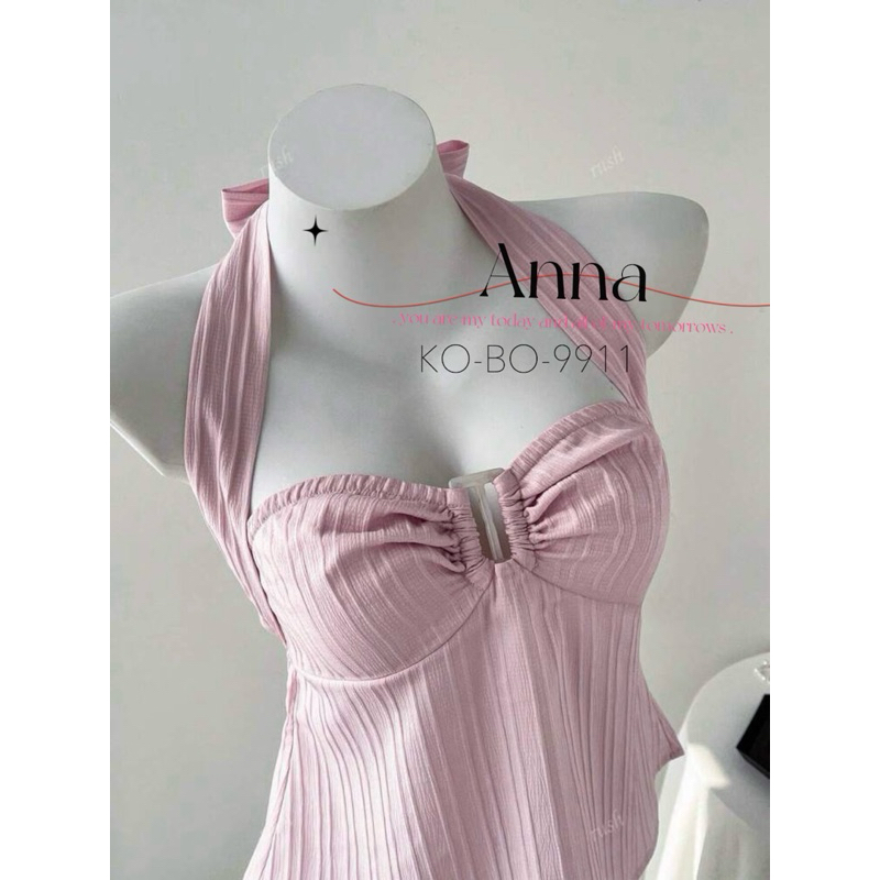 Anna 🌸 รุ่นแอนนา เสื้อผ้าเกาะอกคล้องคอผูกโบวหลัง  สม็อคหลัง พร้อมส่งจากไทย 🌸 พร้อมส่งจากไทย 🇹🇭