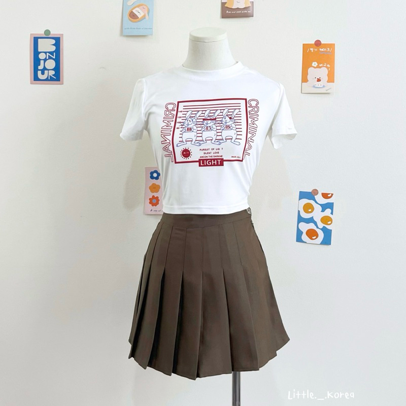 LITTLE KOREA - รุ่น Normal โทนสีกาแฟ ยาว 14.5”-15.5”  13 สี XS-3XL เอว 23”-33” กระโปรงเทนนิส มีซับใน