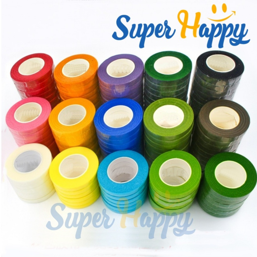 ฟลอร่าเทปหลากสีสัน (ความยาว 30 หลา) Flora Tape หน้ากว้าง 1.2 CM เทปพันก้านดอกไม้ประดิษฐ์