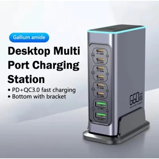 F8L 660W GaN Charger PD100 แฟลชชาร์จแท็บเล็ตโทรศัพท์มือถือเดสก์ท็อป 8 พอร์ต Multi-Charging Station