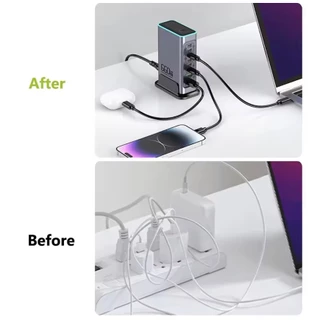 F8L 660W GaN Charger PD100 แฟลชชาร์จแท็บเล็ตโทรศัพท์มือถือเดสก์ท็อป 8 พอร์ต Multi-Charging Station