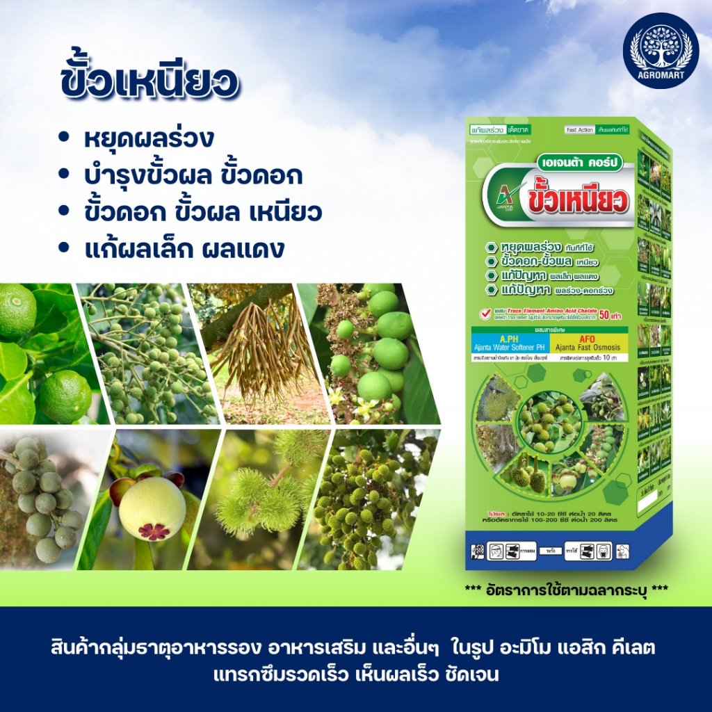 ขั้วเหนียว ยาหยุดผลร่วง ปุ๋ยทางใบ หยุดดอกร่วง ผลร่วง ขั้วดอก ขั้วผล เหนียว เอเจนต้า คอร์ป (1 ขวด)