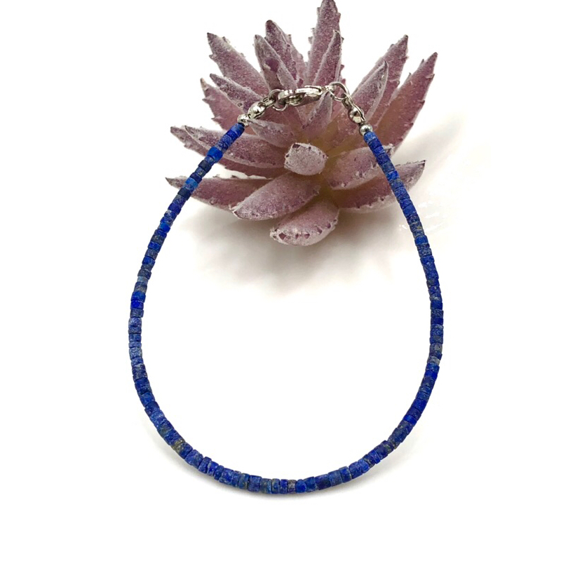 Natural Stone handmade lapis lazuli bracelet with Silver 925