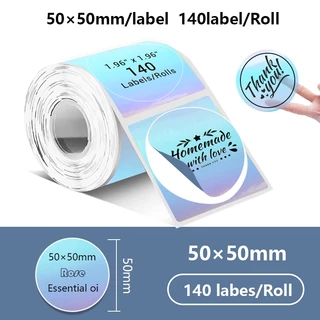 1 ม้วน, 40x30 มม.50x50 มม, เลเซอร์ยิงโฮโลแกรมกระดาษฉลากเข้ากันได้กับ Phomemo M110 M220 M200 E210 P50 Detong P1 WP9520