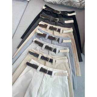 New! LUCKY SHORT กางเกงขาผ้าขาสั้น หูใหญ่ #ฟรีเข็มขัด