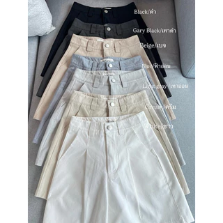 New! LUCKY SHORT กางเกงขาผ้าขาสั้น หูใหญ่ #ฟรีเข็มขัด