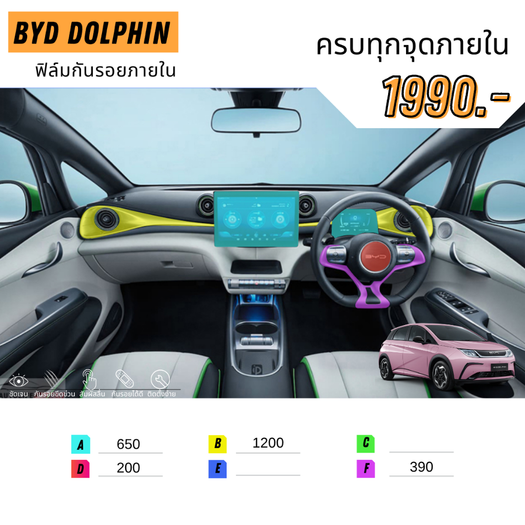 ฟิล์มใสกันรอย ฟิล์มกันรอย รถยนต์ BYD Dolphin
