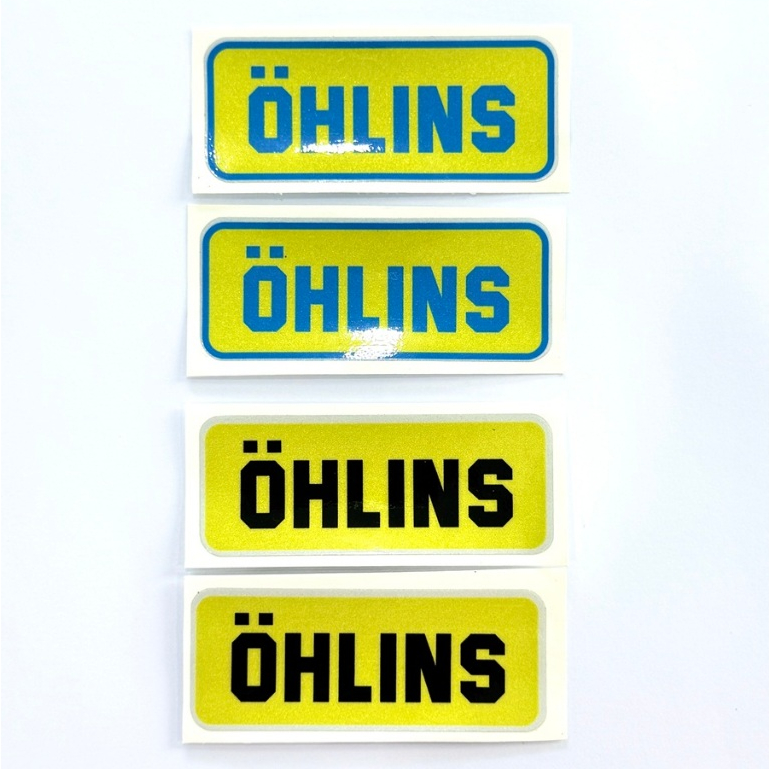 1 คู่ สติ๊กเกอร์ OHLINS โอลิน สติ๊กเกอร์ติดโช๊ค สะท้อนแสง 3M แท้ เคลือบเงา ขนาด 3.5 x 9 cm. ตกแต่งรถ