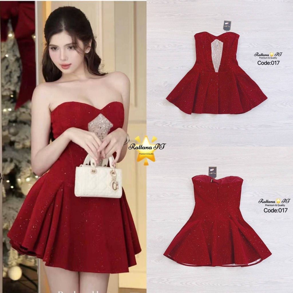 Rattana PT BRAND RTN227 ชุดมินิเดรสสีแดง
