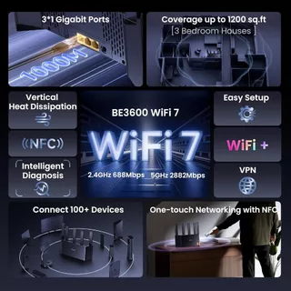 Tenda RE3L Wi-Fi 7 เราเตอร์ BE3600 Smart Router 2.4/5Ghz Wireless Easy Setup (ไม่รองรับการใส่ซิม)