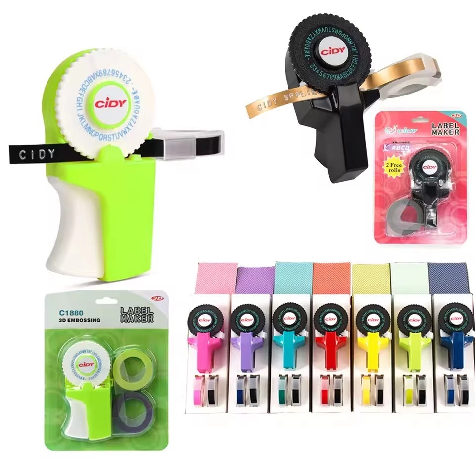 เครื่องทําฉลาก CIDY C101 DIY หลากสี พร้อมเทป 2 เทป 9mm ติดของ เขียนแบบแมนนวล หรือเติมลายนูน 3D 9 มม. 3 ชิ้น MOTEX E101