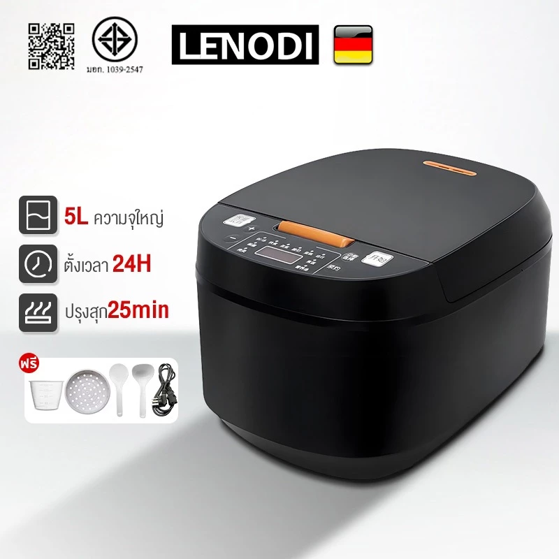 LENODI หม้อหุงข้าว บ้าน 5 ลิตร หม้อหุงข้าวความจุขนาดใหญ่ หม้อหุงข้าวราคาถูก ทำอาหารด่วนสำหรับหกคน หม้อหุงข้าว สีดำ