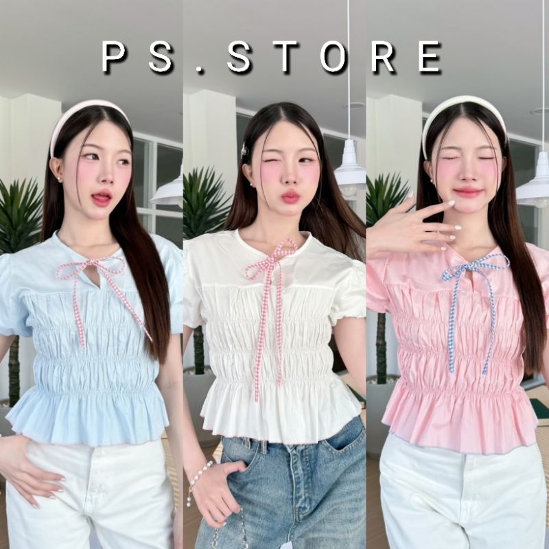 Enfant : เสื้อแขนตุ๊กตา จั้มเอว3ชั้น แต่งระบายผูกโบว์อก รูปที่ 5