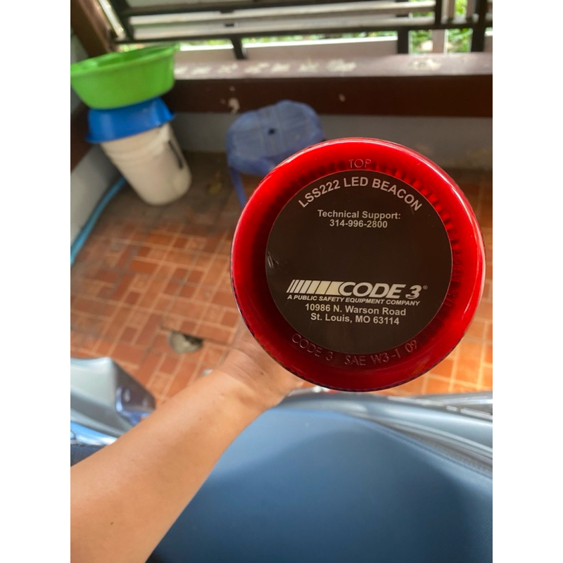 ไฟCODE3 พร้อมเสากระบองสีแดงล้วน