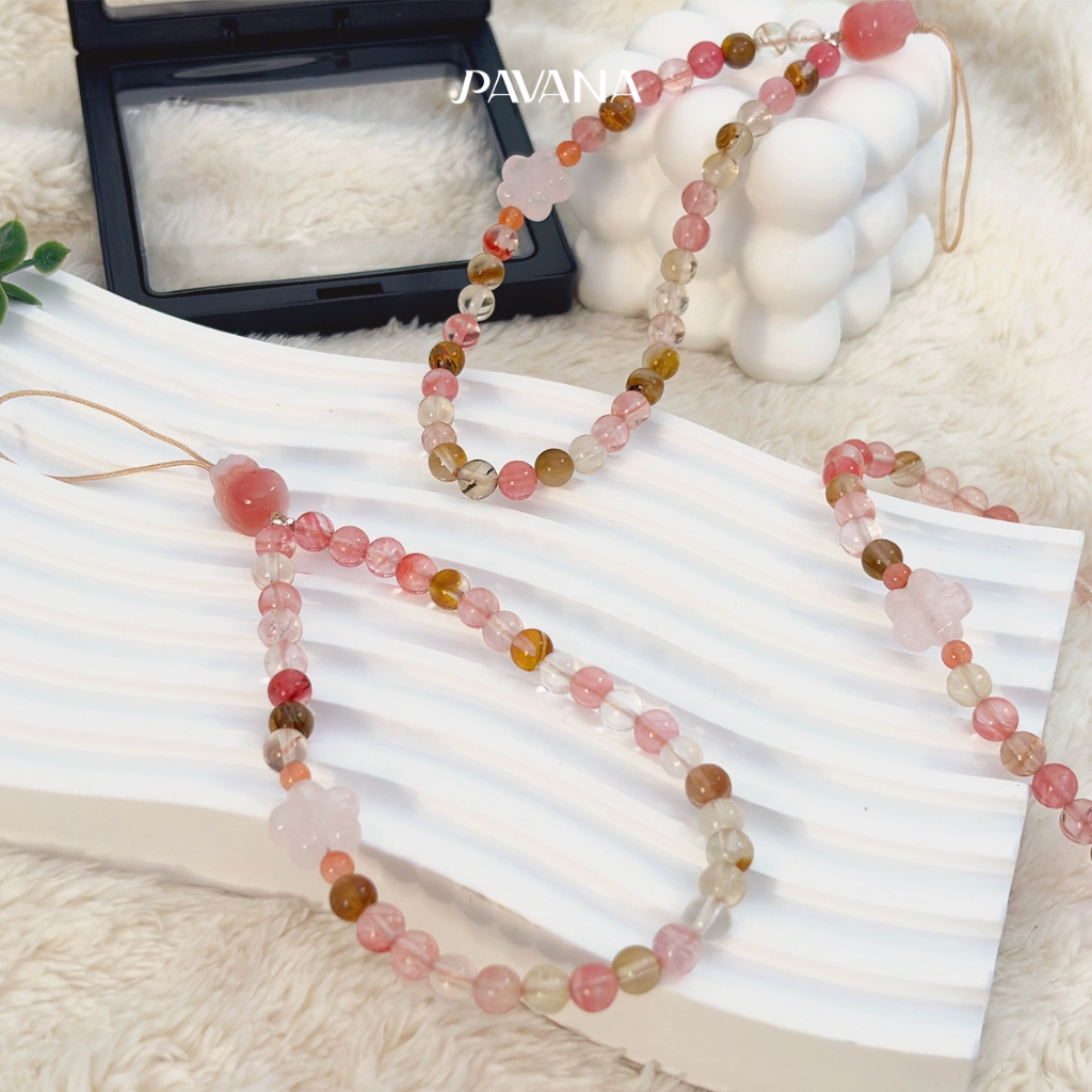 Pavana สายห้อยมือถือหินโรสควอตซ์เรียกรัก (Rose Quartz Phone Charm)