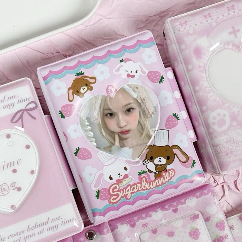 🎀🍓พร้อมส่ง!แฟ้มเก็บการ์ด ใส่ได้32ใบ ลายกระต่ายสีชมพู ขนาด3นิ้ว