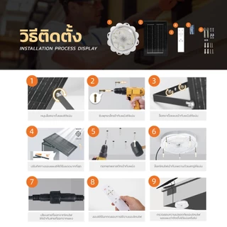 MODI ไฟติดเพดานโซล่าเซลล์ 200R 280W 3แสง รีโมทคอนโทรล พลังงานแสงอาทิตย์ Monocrystalline ประหยัดค่าไฟ