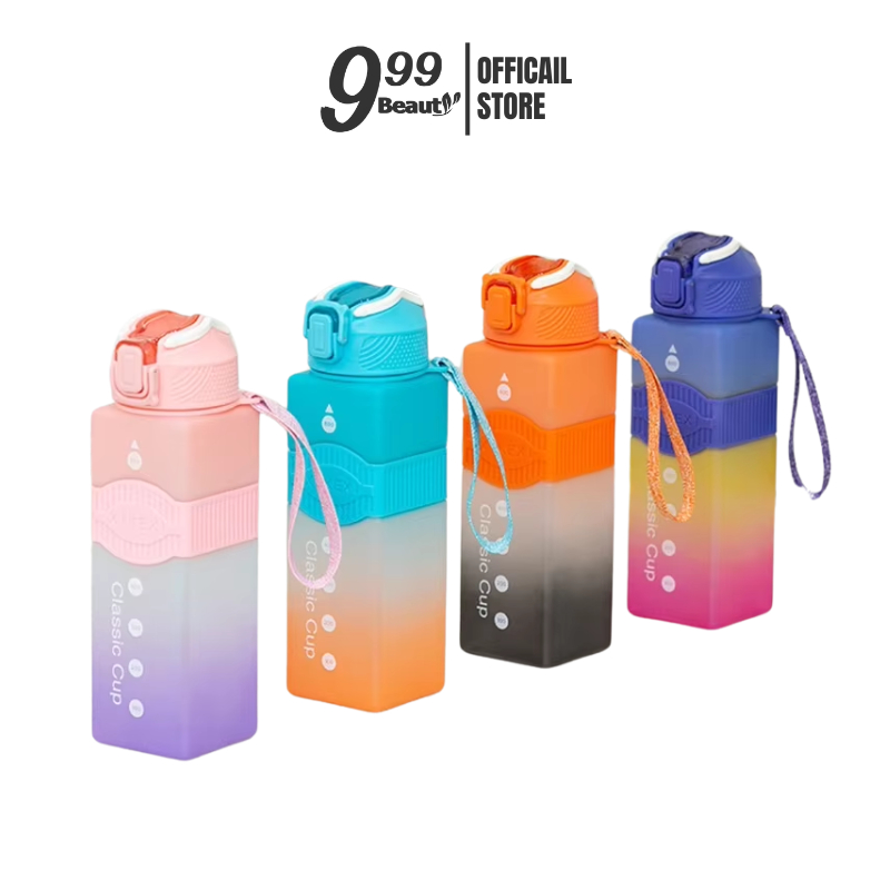 999Beauty ขวดน้ำแบบพกพา  ขวดน้ำพลาสติกทรงสี่เหลี่ยม กระบอกน้ำพกพา 700ml.