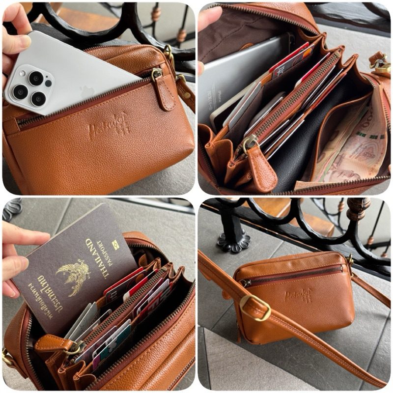 🚩🚩ใบเล็ก น่ารัก ช่องเยอะ หนังนุ่ม เบา และจุมาก กระเป๋าสะพาย หนังวัว Nakami (Hatsukoi Leather Bag)