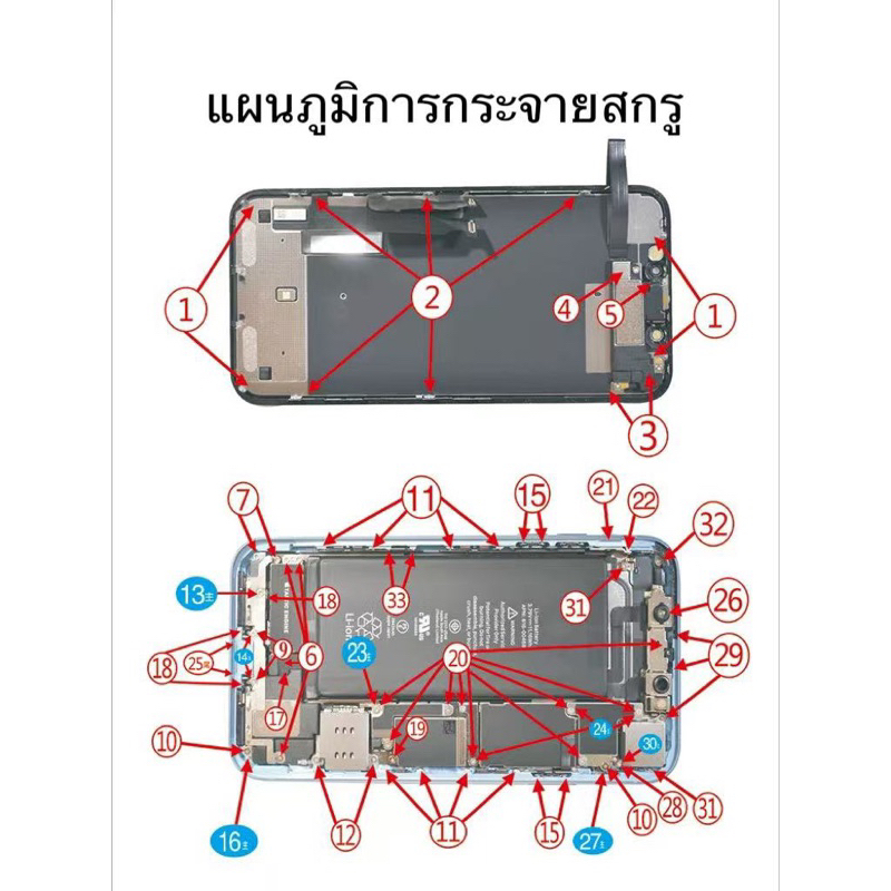 น๊อตชุด (1ถุง) X/XR/xs max/7/7plus/6/6plus/6S/6SPlus/8/8plus/11/12/12pro/12promax/13/13pro/13promax/14/14 pro max