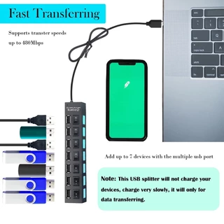 🔥ส่งจากไทย🔥ฮับสวิตช์ USB 7 พอร์ต ซ็อกเก็ตฮับสวิตช์อิสระ 7 พอร์ต