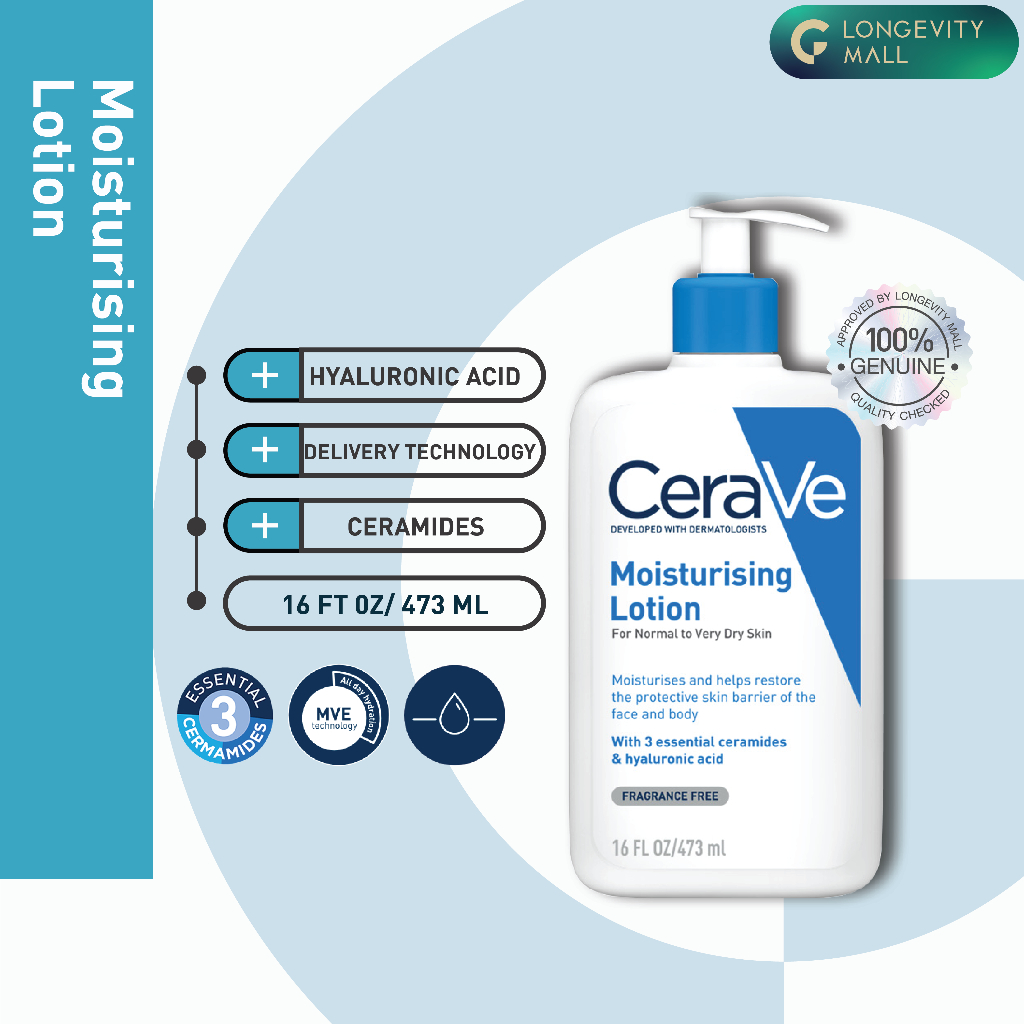 Longevity Mall CeraVe Moisturising Lotion 473 ml เซราวี มอยส์เจอร์ไรซิ่งโลชั่น 473 มล.