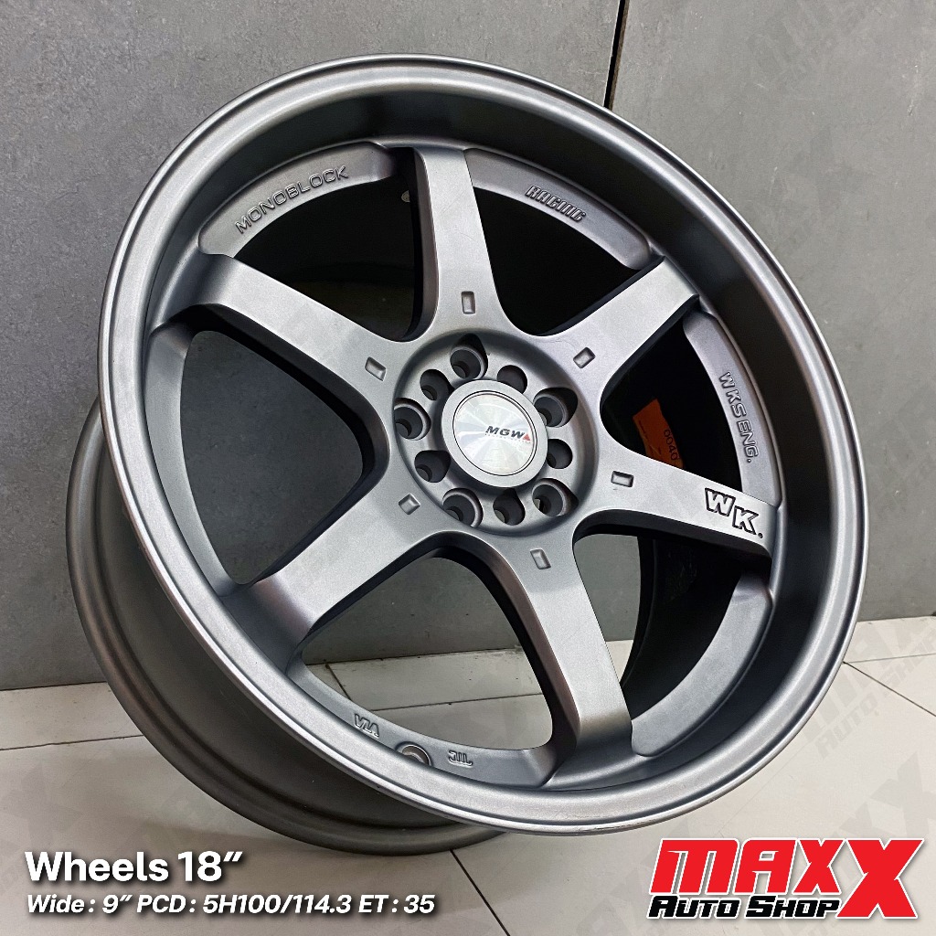 ล้อแม็กซ์ MGW TE37 ขอบ 18x9" 5H114.3/100 ET35 สีเทา ล้อมือ 1 ตัวโชว์ (ขายเป็นชุด 4 วง) MS-1257R.5